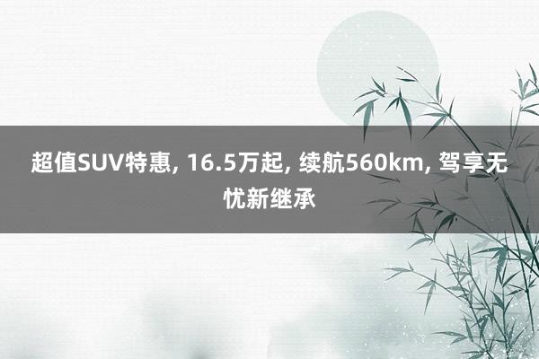 超值SUV特惠, 16.5萬起, 續航560km, 駕享無憂新繼承