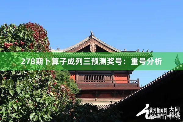 278期蔔算(suàn)子(zǐ)成列三預測獎号:重号分(fēn)析